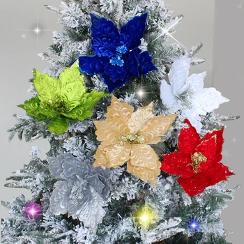 28cm блясък изкуствени коледни цветя подреждане Коледа дърво орнаменти Весела коледна украса за дома Нова година подаръци