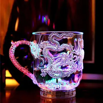 Flash Промяна Dragon Cup Вода Активирана Light-Up Бира Кафе Мляко Чай Вино Уиски Чаша Подарък за пътуване Taza