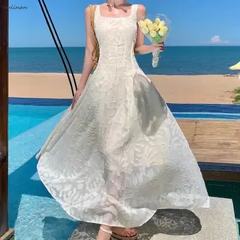 Рокли Жени Лято 2023 Плаж от рамото Бохемска бохо дълга рокля Дамско облекло Шик елегантен нов в парти вечерни рокли