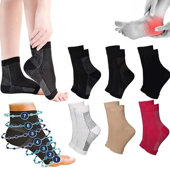 1 чифт медни инфузирани компресионни чорапи Чорапи за облекчаване на болката в глезена Компресия за крака против умора Спортни чорапи за йога за бягане