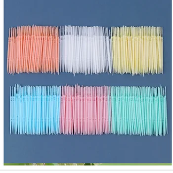 100 бр. Двуглава четка за грижа за устната кухина Pick Interdental Brush Teeth Sticks Oral Cleaning Plastic Floss Toothpick