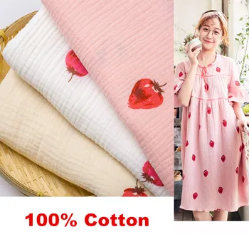 100% памук ягода отпечатани марля бельо плат ръчно изработени DIY за пижами Начало Дрехи Бременни жени Бебешки дрехи 50 * 135