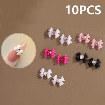 10pcs сърце лък нокти сексапил смола занаяти 3D кристал нокти изкуство декорация аксесоари консумативи за DIY маникюр салон жени