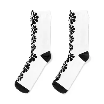 1960 Bold Retro Mod Цветя в черно и бяло чорапи хокей Antiskid футбол хип-хоп kawaii Дамски чорапи Мъжки