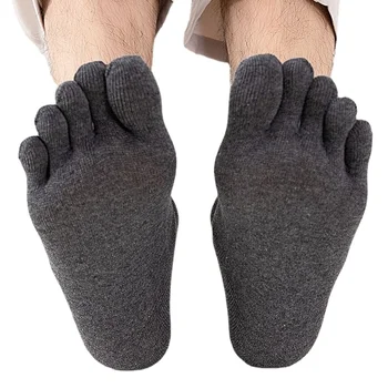 1pairs удобни пет пръста чорапи мъже памук Tabi Toe чорапи екипажа дишаща спорт бягане чорап черен бял дълги чорапи