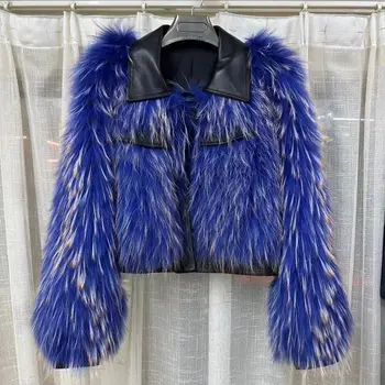 2023 Ново зимно истинско лисиче кожено палто Дамско луксозно яке с обръщаща се яка Дебела топла най-високо качество Lady Streetwear