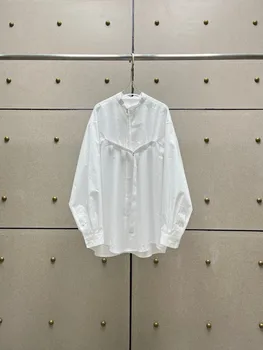 2024 Пролет случайни нови жени бял памук хлабав дълъг ръкав риза блуза за женски Ddxgz2 12.31