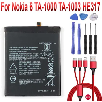 3000mAh HE317 телефонна батерия за Nokia 6 nokia6 N6 TA-1000 TA-1003 HE317 + USB кабел + инструментариум