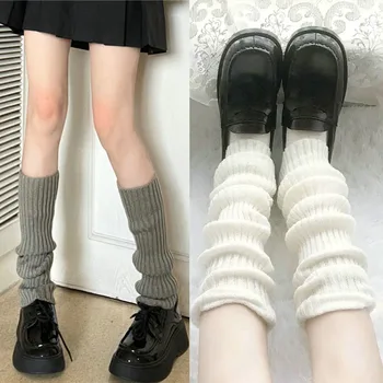 40/50cm Lolita Leg Warmers Дамски дълги чорапи вълна плетени крак покритие ръка топло Y2k есен зима плетене на една кука купчина чорапи ботуши маншети