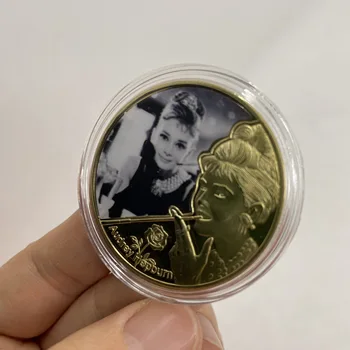 5 Дизайни Известна личност монета Одри Хепбърн позлатена монета Филмова звезда Ангелската дама монета за колекция