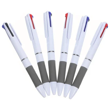 6Pcs многоцветни химикалки многофункционални училищни писалки метални писалки офис доставка