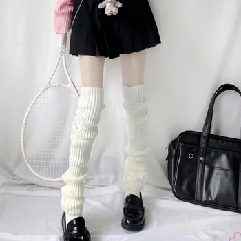 70cm над коляното японски JK униформа крак нагреватели корейски Лолита зимата момиче жени плета обувка чорапи купчина нагоре чорапи крак затопляне капак