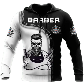 Barber Hoodie Мъжки суитчър с качулка Фризьорски салон Професионален пуловер Извънгабаритни Harajuku облекло хип-хоп дълъг ръкав яке