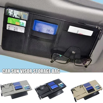 Hot Car Sun Visor Organizer Multi-pocket Storage Bag Card Glasses Cash Holder Car Styling
