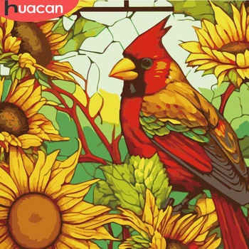 HUACAN цвете птица боя по номер животински ръчно рисувани DIY подарък комплект акрилна рисунка върху платно снимки за възрастни Декорация на дома