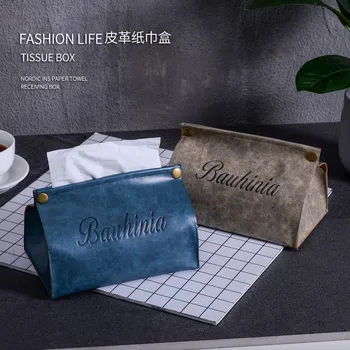 Ins Nordic Leather Tissue Box Paper Extraction Box Living Room Home Creative Tissue Cover Масичка за кафе Fabric Craft Tissue Bag