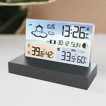 New Clock Weather Station Digital Temperature Humidity Monitor Sensor 3396C ColourScreen Wireless Digital Weather Forecast Clock
