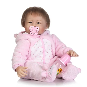 NPKCOLLECTION 2017 НОВА безплатна доставка 22inch преродена бебе кукла силиконов винил мек истинско докосване сладък подарък кукла за деца