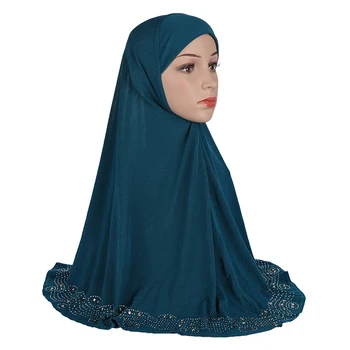 One Piece AI Amira Rhinestone Instant Scarf Мюсюлмански жени Дълга хиджаб молитва Niqab Khimar ислямски забрадка Pull On Шал Wrap шапка
