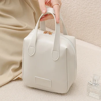 PU голяма козметична чанта водоустойчива дамска преносима цип затваряне с дръжка и разделители за жени момичета за аксесоари за пътуване