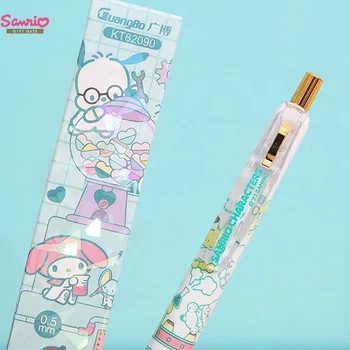 Sanrio карикатура гел писалка Hello Kitty Kuromi Творческа изненада чрез натискане на високия външен вид Rolling Pen на студентски канцеларски материали