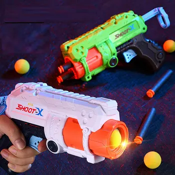 Soft Bullet EVA Ball Gun Toy Manual Foam Dart Blaster Firing Pistola Plastic Weapon For Children Boys Birthday Gifts
