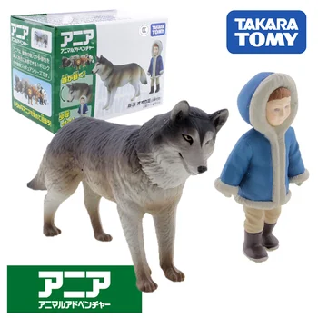 Takara Tomy Tomica Ania Animal Adventure AS-26 Wolf 2 бр ABS смола деца образователни мини животински фигури супер бебешки кукли