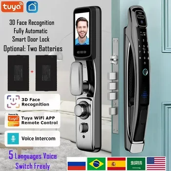 Tuya WiFi APP Разпознаване на лица Интелигентно заключване на вратата с камера Видео разговор Гласов интерком Цифрово заключване на вратата Автоматично заключване на вратата