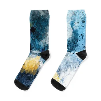 Абстрактно Военноморски и златни чорапи Футбол щастливи чорапи за мъже Дамски