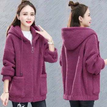 Агнешко руно палто жени нова есен/зима хлабав жилетка корейски издание цип плюшен пуловер