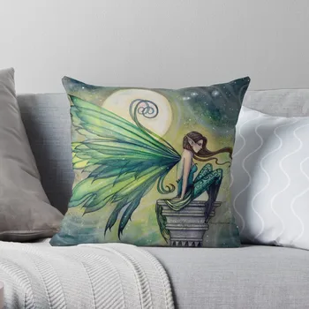 Аквамарин фея и луна небесна фантазия изкуство хвърлят възглавница декоративни калъфки за възглавници за диван коледни корици кариран диван