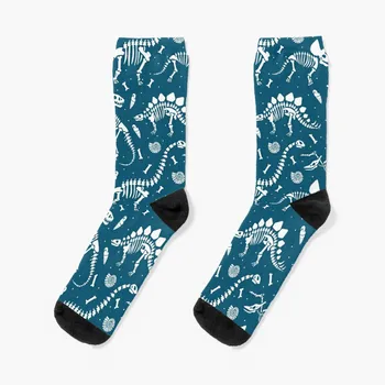 Вкаменелости на динозаври в сини чорапи дизайнерски чорапи на едро дизайнерски чорапи отопляеми чорапи Дамски чорапи Мъжки