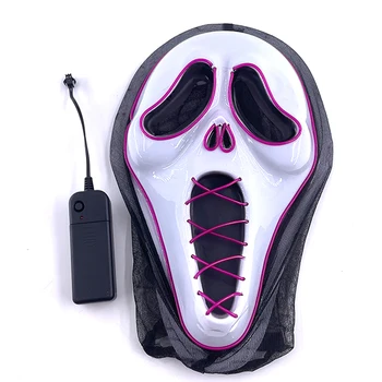 Горещи продажби Страшна призрачна маска за лице Led Glowing в тъмното Хелоуин ужас парти декорация Дяволски косплей реквизит