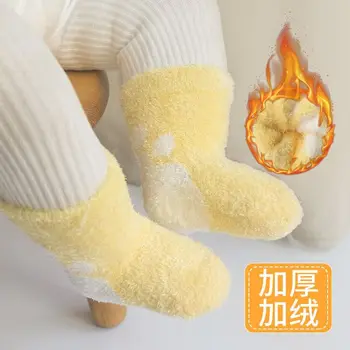 Детски бебешки чорапи, есенен и зимен памук за новородени, топъл и удобен, но не само, чорап за крака