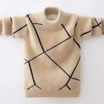 Детски пуловер за момчета Зимен пуловер Момчета плетени топли пуловери Мода Детски върхове 6 8 10 12 години тийнейджърка 110-160