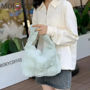 Жените космати голяма пазарска чанта мода размита чанта чанта случайни пухкави чанта универсален закопчалка зимата пътуване чанта