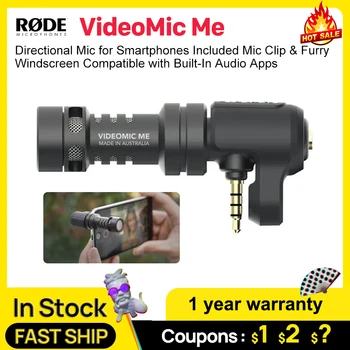 За RODE VideoMic Me насочен микрофон за смартфони Включен микрофон Clip & Космато предно стъкло Съвместим с вградени аудио приложения