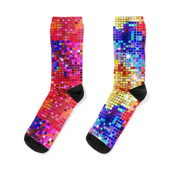 Изображение на метални цветни пайети Look-Disco Ball Image GlitterPattern Чорапи Детски чорапи Чорапи Мъжки Дамски