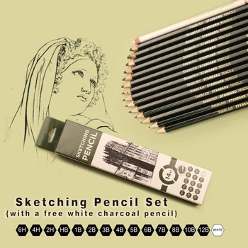 Комплект скициращи моливи 15Pcs / Set Free High Gloss White Charcoal Инструменти за рисуване Комплекти за рисуване Art Student скициране моливи