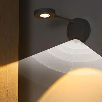 Котешко око крушка безжичен прожектор сензор за движение LED изкуство дисплей светлина 360 ° въртене акумулаторна стена лампа дисплей осветление