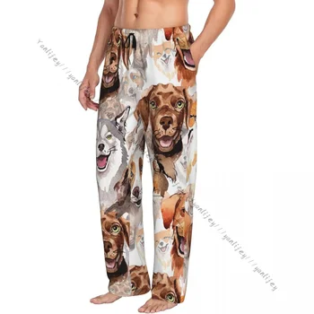 Куче диво животно акварел модел мъжки пижами пижами панталони фоайе панталони сън дъна