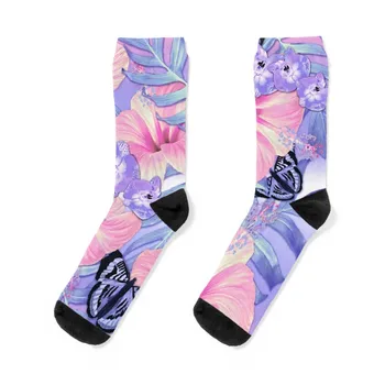 Лавандула пролет тропически чорапи Мъжки смешен чорап футбол против хлъзгане ретро чорапи Жена Мъжки