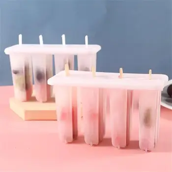 Лесен за почистване 4 равномерни Popsicle форми 4 решетки Popsicle мухъл покрита мухъл трайни сорбе мухъл мухъл кухненски инструменти лесен за освобождаване
