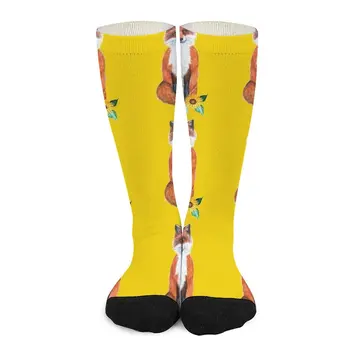 лисица върху жълто със слънчоглед Чорапи Чорапи мъжки памук Мъжки чорапи за колоездене Дамски компресионен чорап