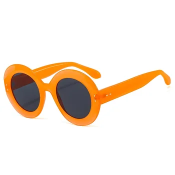 Модни кръгли слънчеви очила жени ретро нитове декорация бонбони цветове нюанси UV400 мъже тенденция градиент слънчеви очила