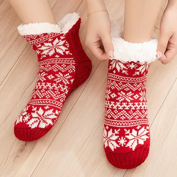 Модни ластици Зимни коралови кадифе Коледни чорапи Глезена високи чорапи Котка ивица Размити чехъл чорапи за жени Калцетини