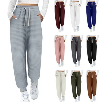 Модни панталони за жени Ежедневни градиент печат отдолу Sweatpants джобове висока талия спортен фитнес памучни панталони за жени