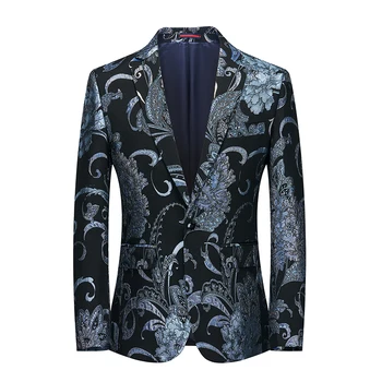 Мъжка мода жакард блейзър костюм бизнес костюм яке топ класрокля банкет смокинг мъжки случайни тънък палто високо качество S-6XL