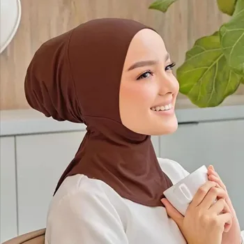 Мюсюлманска мода ислям хиджаб шапка шал за мюсюлмански жени забрадка 2022 мека забрадка Рамадан моли шапки 1set