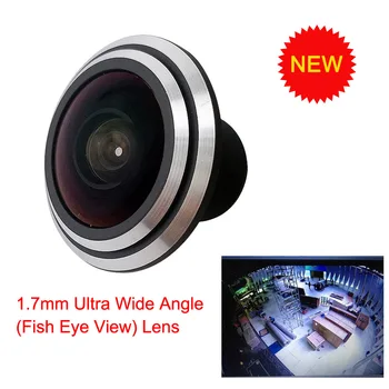нов (изглед от рибешко око)1/3inch мини обектив 1.7 mm ултра широкоъгълен за CCTV IR HD AHD TVI 1080P безжична Netwowork камера за нощно виждане